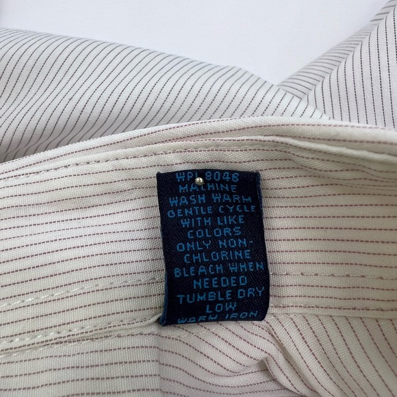 MATERIAL LONDON, 100% COTTON MENS LONG SLEEVES WHITE SHIRT WITH THIN STRIPES - Picture 12 of 13